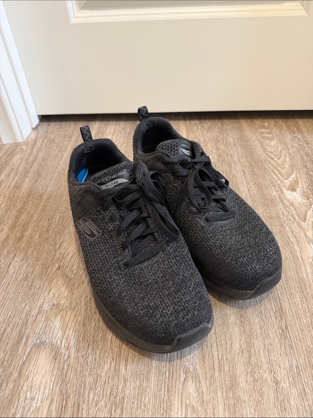 Skechers Men's Black Charcoal Knit Athletic Sneakers